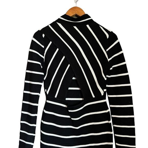 Lulus black & white striped long sleeve knit dress - Picture 6 of 8